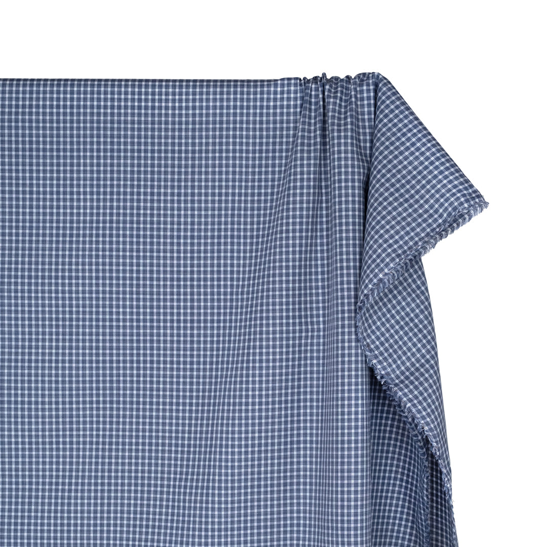 Corridor Mini Plaid Cotton Shirting  - Blue Pool/White | Blackbird Fabrics