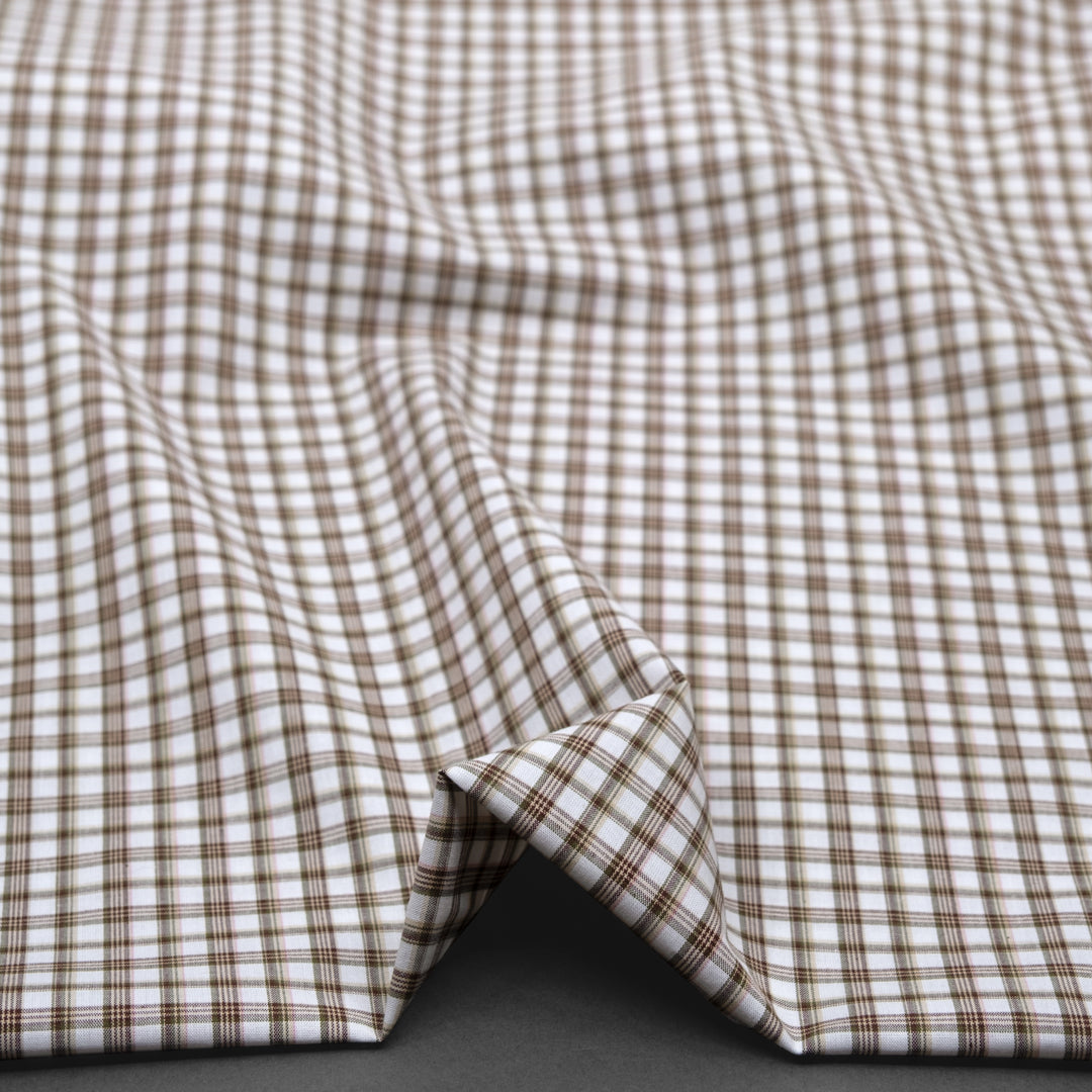 Acreage Mini Plaid Cotton Shirting - White/Multi | Blackbird Fabrics