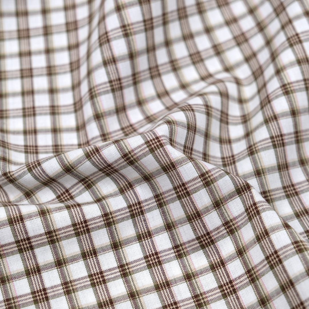 Acreage Mini Plaid Cotton Shirting - White/Multi | Blackbird Fabrics