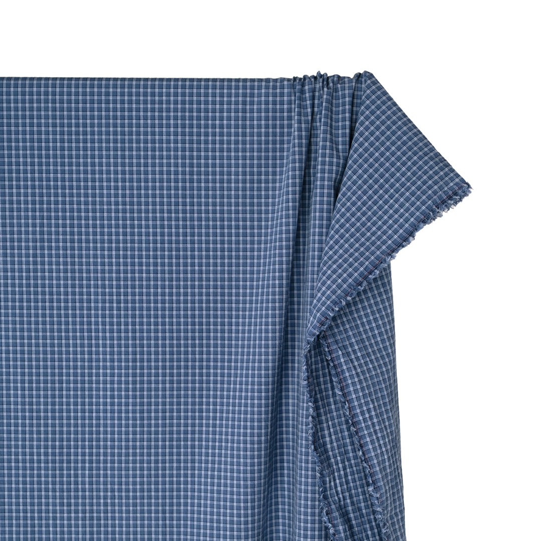 Notebook Plaid Cotton Shirting - Pacific/White | Blackbird Fabrics