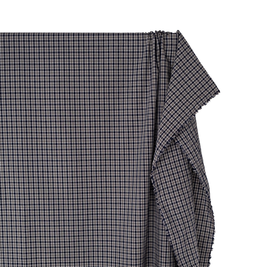 Night Owl Plaid Cotton Shirting - Ink/Grey/White | Blackbird Fabrics
