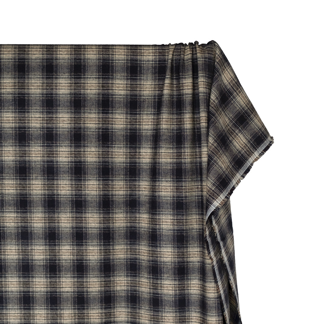 Nightfall Plaid Cotton Flannel - Ink/Cream | Blackbird Fabrics