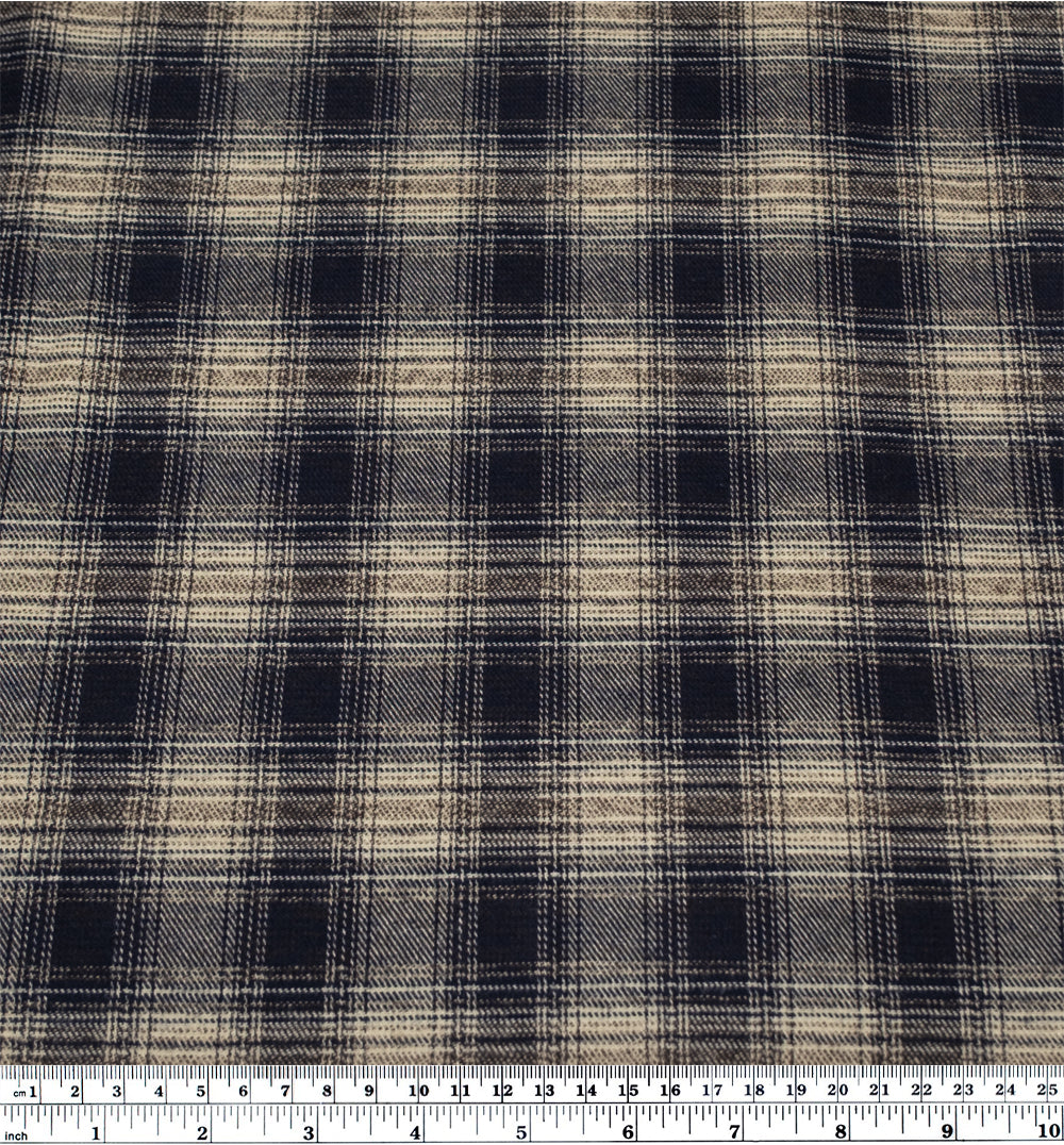 Nightfall Plaid Cotton Flannel - Ink/Cream | Blackbird Fabrics