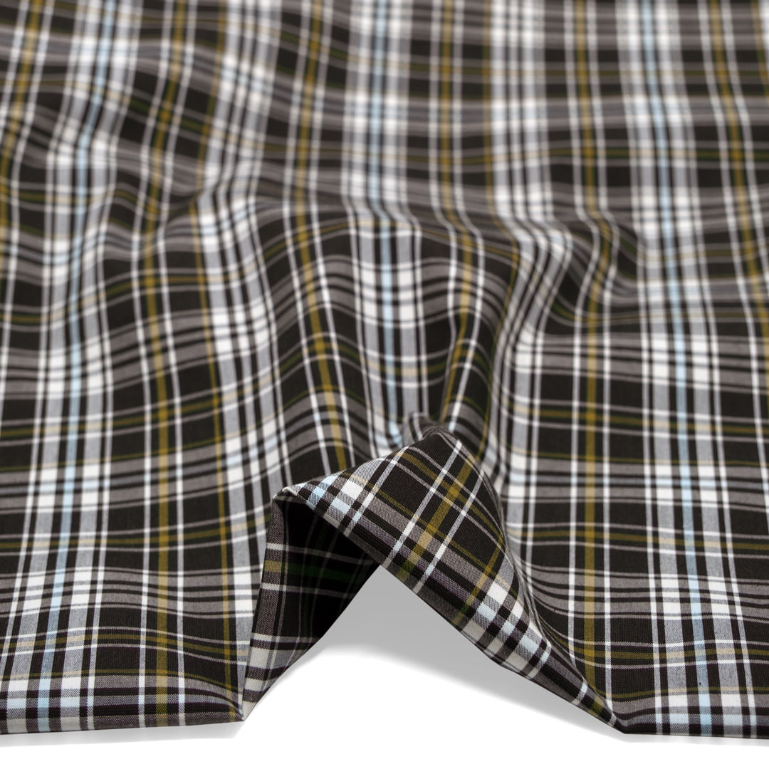 Horizon Plaid Cotton Shirting - Espresso/Multi | Blackbird Fabrics