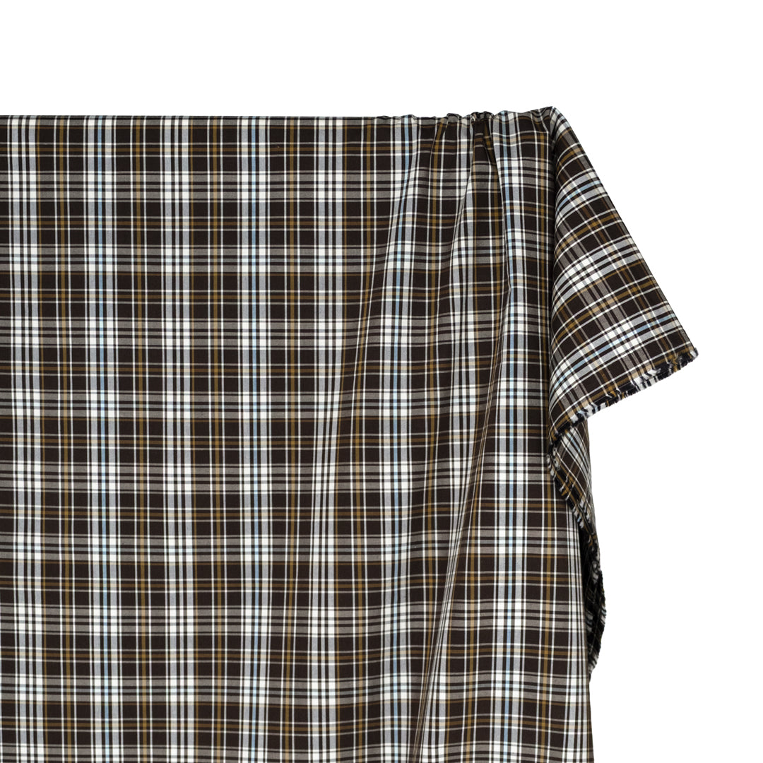 Horizon Plaid Cotton Shirting - Espresso/Multi | Blackbird Fabrics