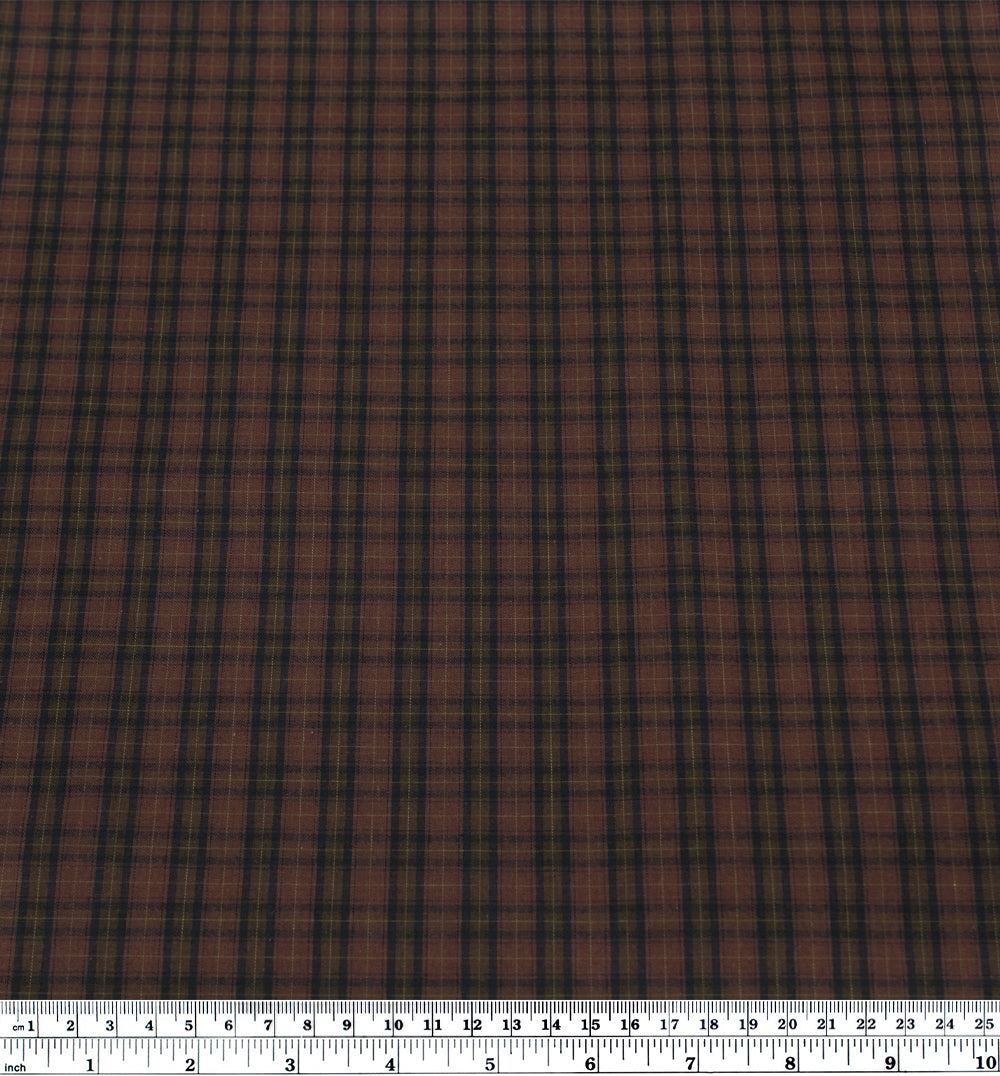 Grunge Plaid Cotton Shirting - Deep Mauve/Bark/Ink | Blackbird Fabrics