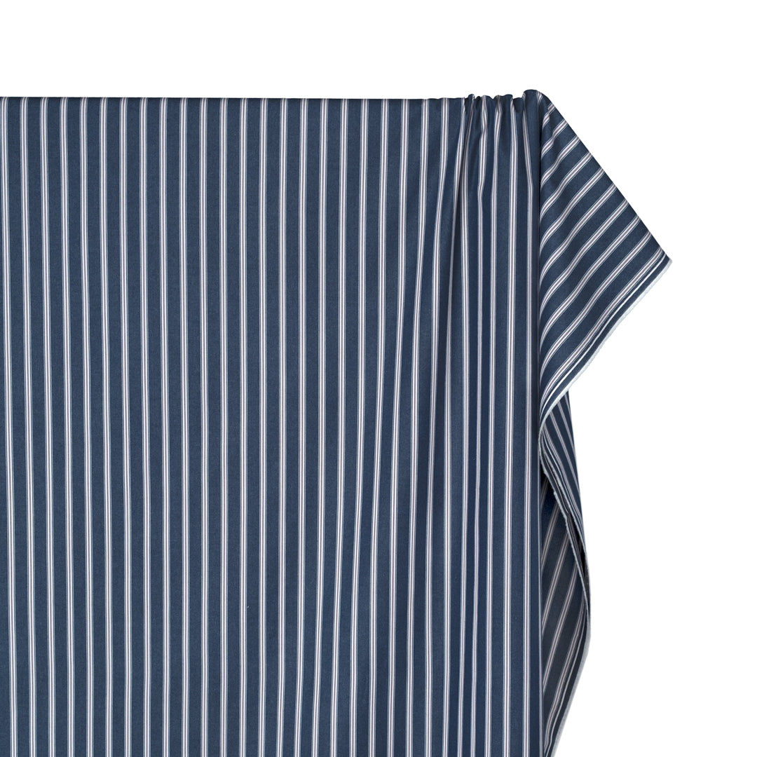 Townhouse Stripe Brushed Cotton Shirting - Midnight Blue | Blackbird Fabrics