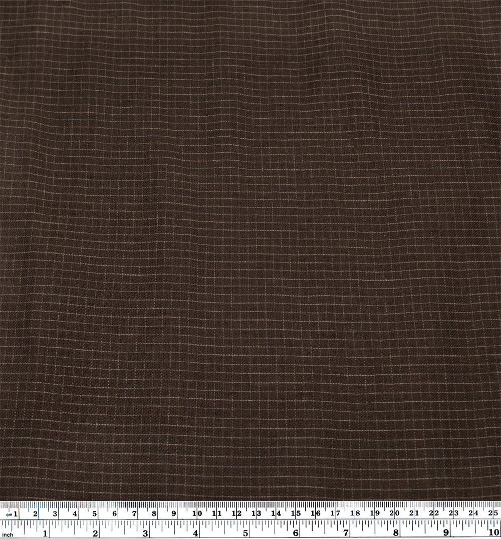 Windowpane Yarn Dyed Linen Cotton - Russet | Blackbird Fabrics