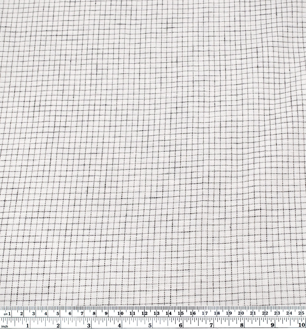Mini Check Yarn Dyed Linen Cotton - Ivory/Black | Blackbird Fabrics