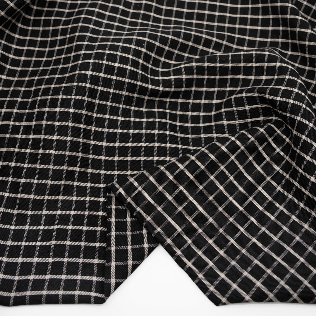 Grid Yarn Dyed Linen Cotton - Black | Blackbird Fabrics