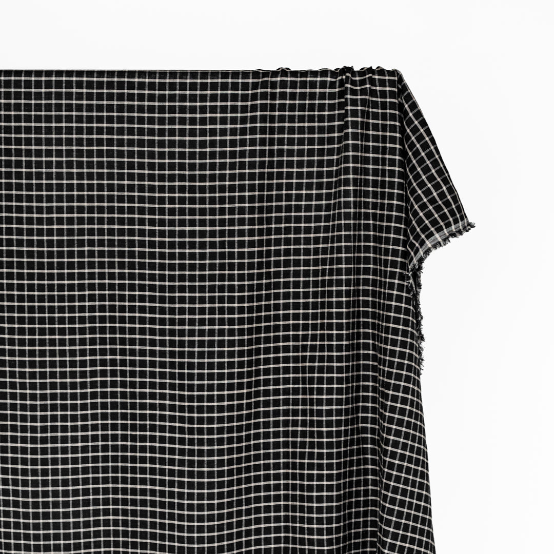 Grid Yarn Dyed Linen Cotton - Black | Blackbird Fabrics