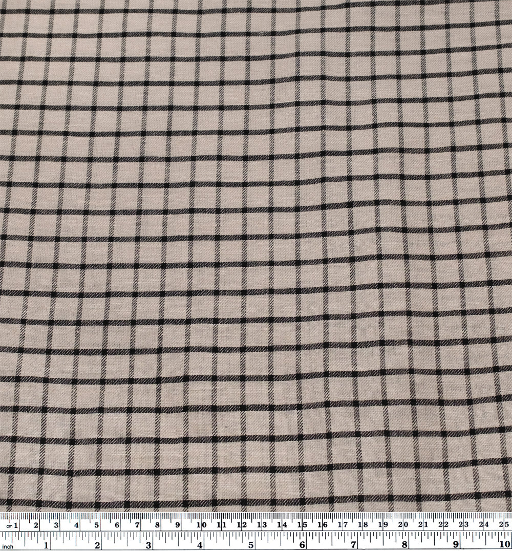 Grid Yarn Dyed Linen Cotton - Pebble | Blackbird Fabrics
