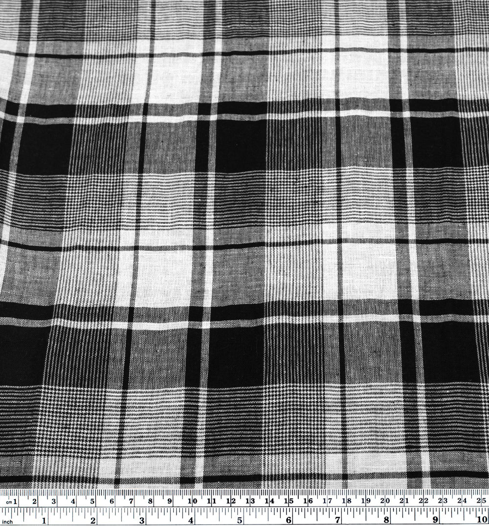 Plaid Yarn Dyed Linen Cotton - Black/White | Blackbird Fabrics