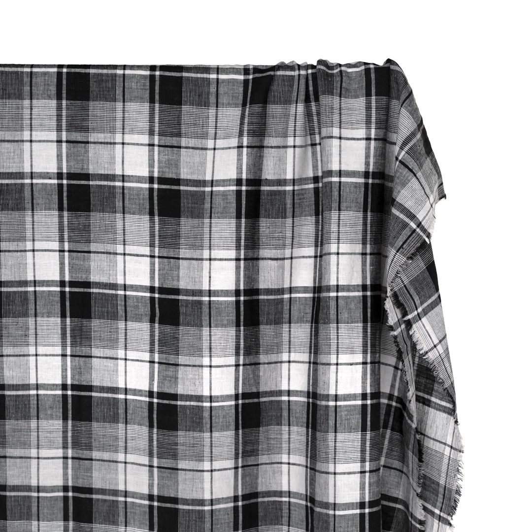 Plaid Yarn Dyed Linen Cotton - Black/White | Blackbird Fabrics
