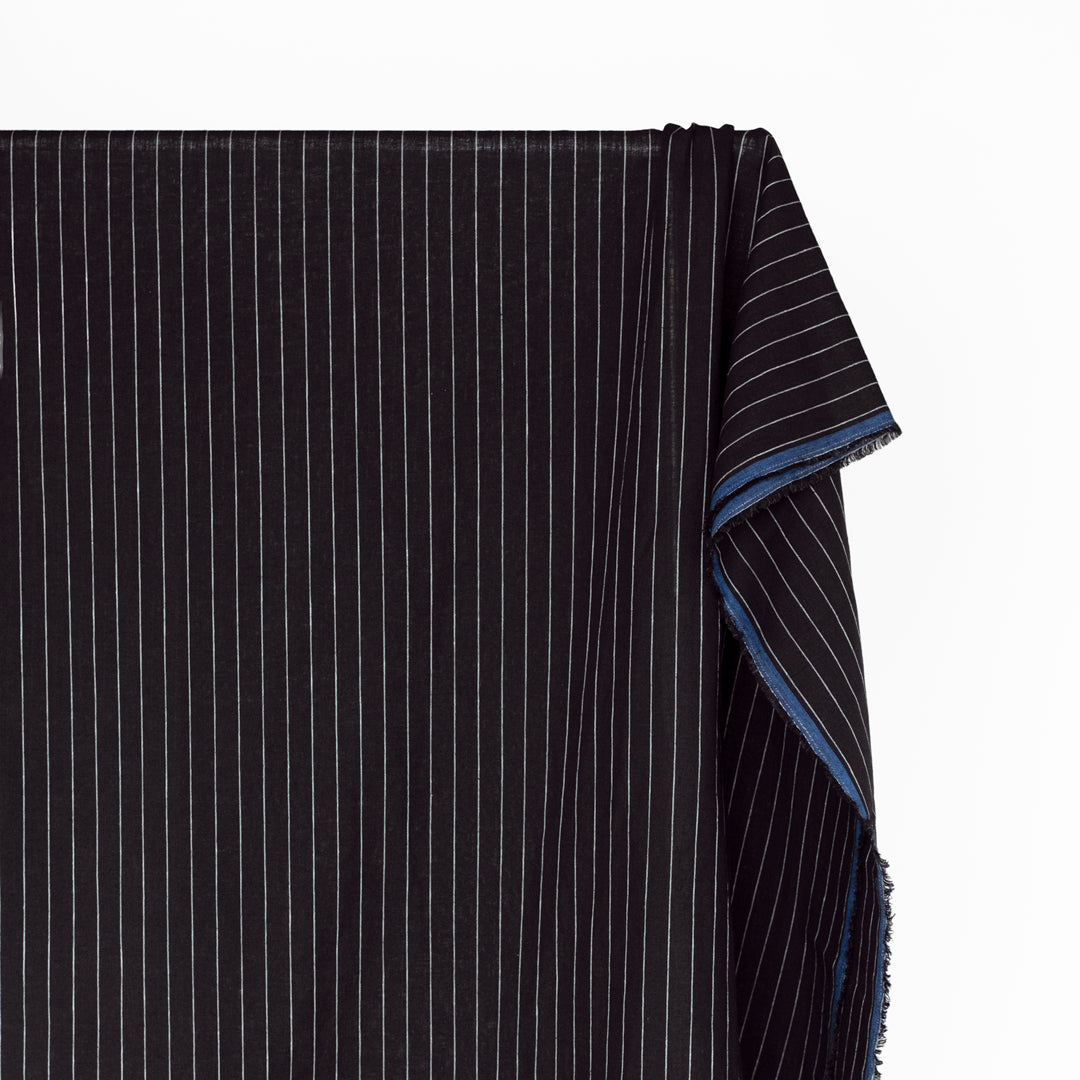 Wide Stripe Yarn Dyed Linen Cotton - Black | Blackbird Fabrics