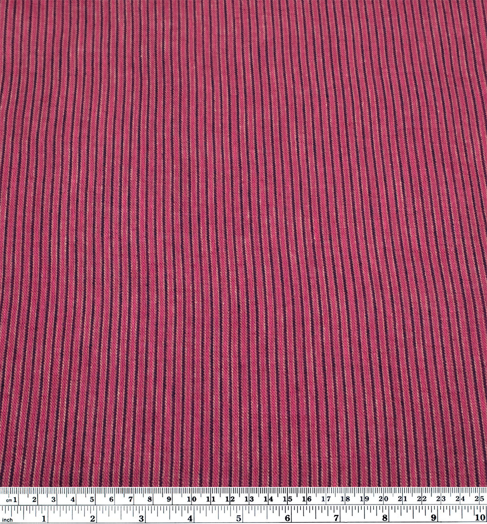 Stripe Yarn Dyed Linen Cotton - Mixed Berry | Blackbird Fabrics