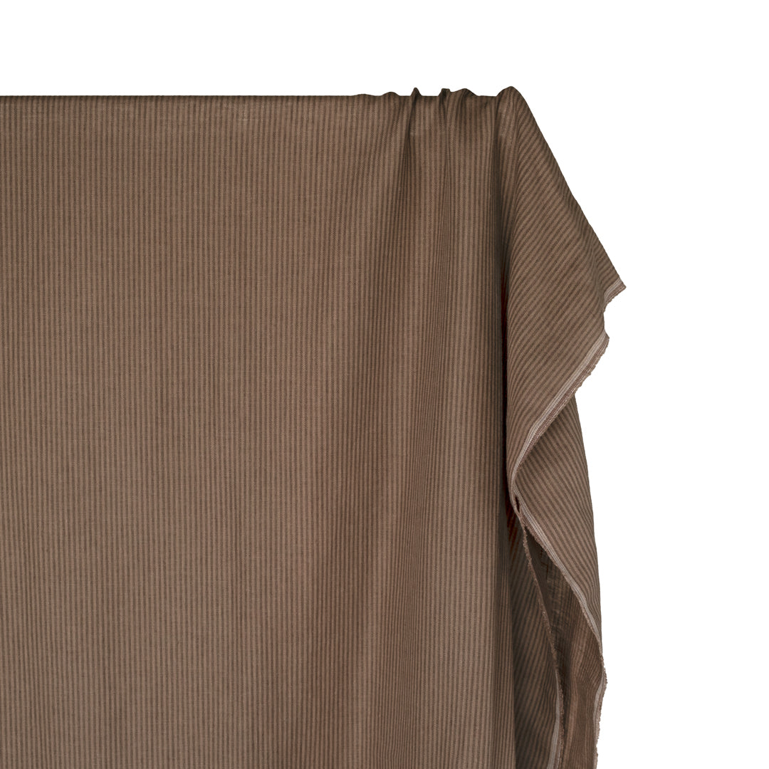 Pinstripe Yarn Dyed Linen Cotton - Mushroom | Blackbird Fabrics