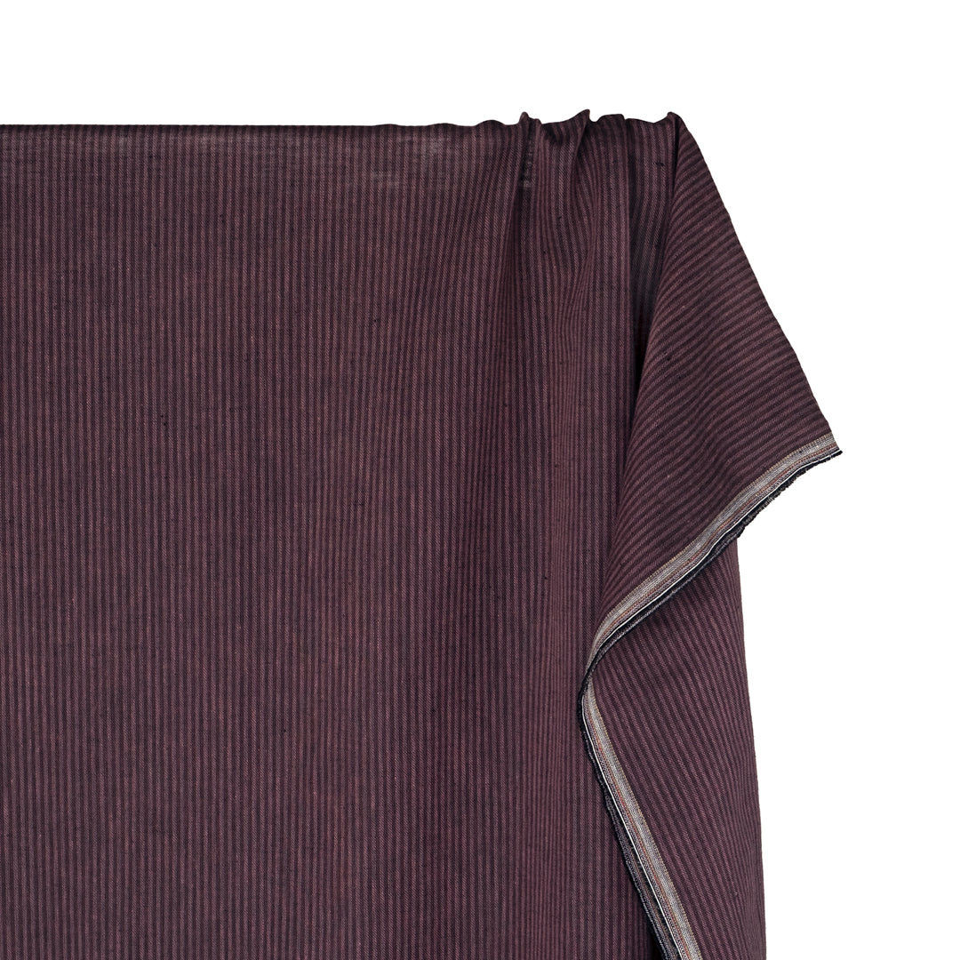 Pinstripe Yarn Dyed Linen Cotton - Boysenberry | Blackbird Fabrics
