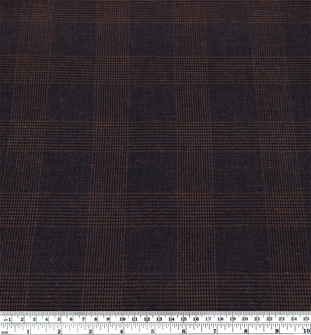 Glen Plaid Yarn Dyed Linen Cotton - Pinecone/Deep Indigo | Blackbird Fabrics