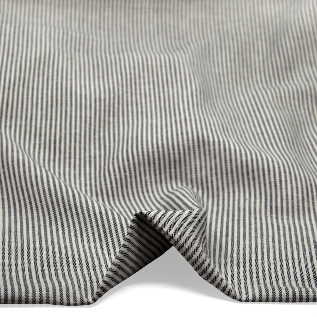 Nautical Stripe Linen Cotton Twill - Cream | Blackbird Fabrics