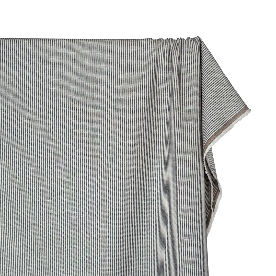Nautical Stripe Linen Cotton Twill - Cream | Blackbird Fabrics