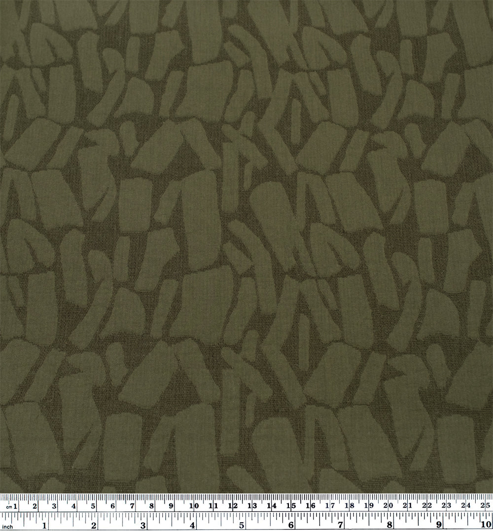 Abstract Textured Cotton Blend Jacquard - Khaki | Blackbird Fabrics