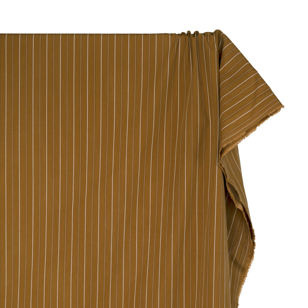 Ledger Stripe Cotton Shirting - Ochre/Ivory | Blackbird Fabrics