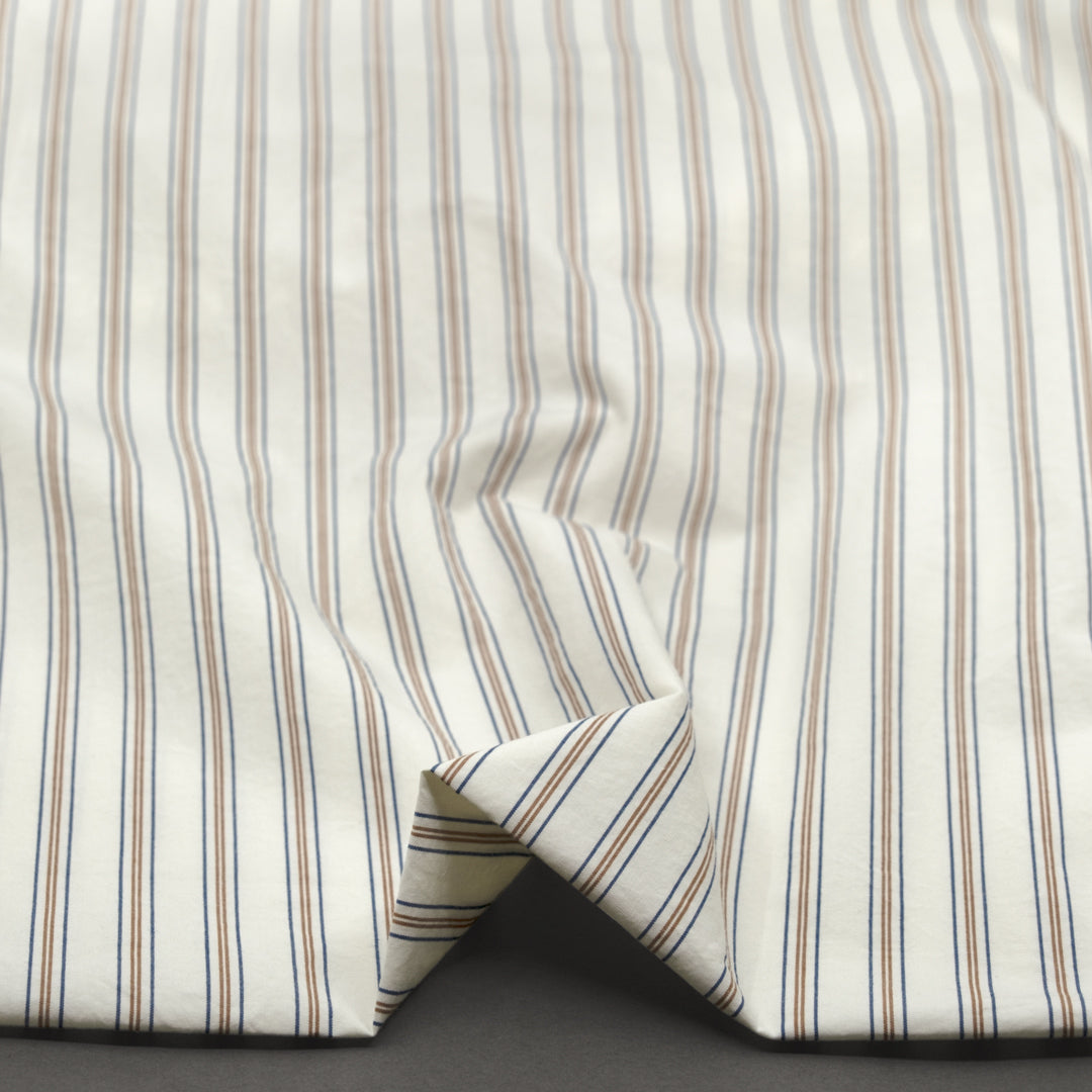 Daybreak Striped Cotton Shirting - Ivory/Multi | Blackbird Fabrics