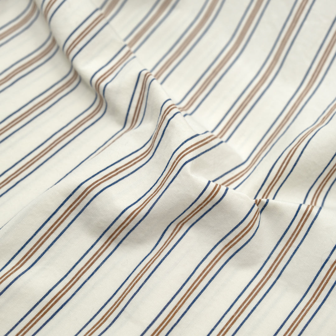 Daybreak Striped Cotton Shirting - Ivory/Multi | Blackbird Fabrics