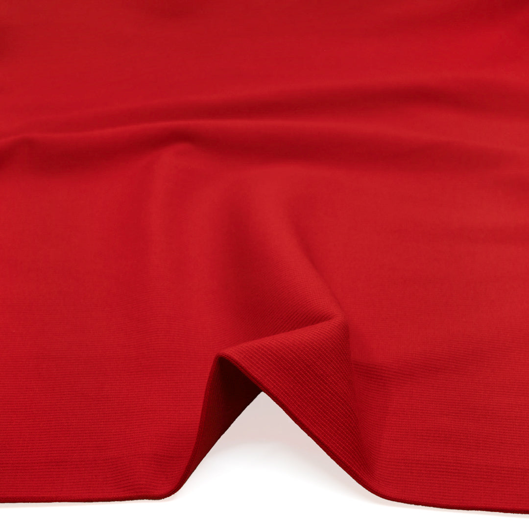 Laidback Cotton Sweatshirt Ribbing - Fire Red | Blackbird Fabrics