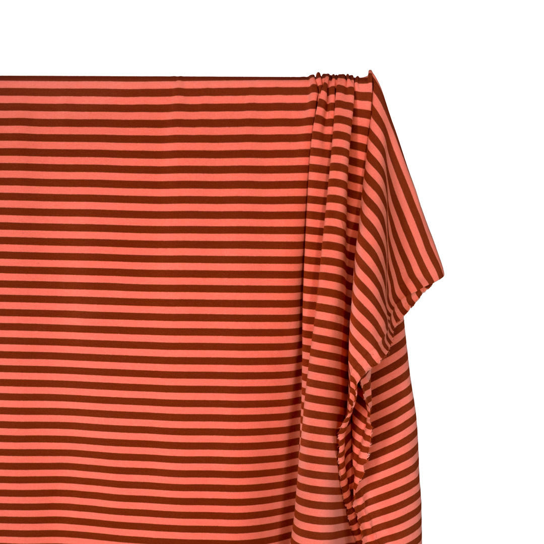Rugby Stripe Midweight Cotton Knit - Rust/Papaya | Blackbird Fabrics