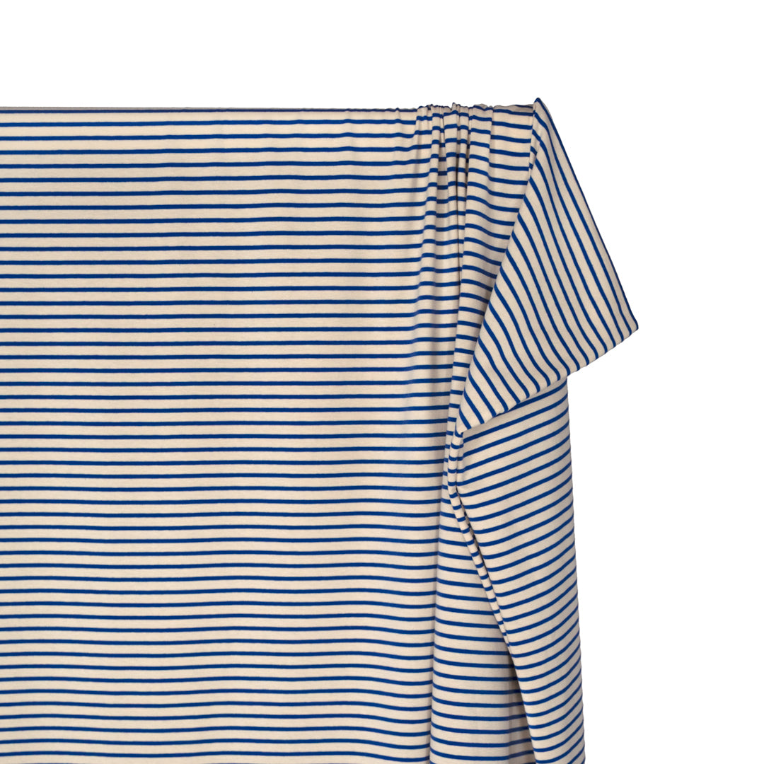 Nautical Stripe Cotton Jersey - Cream/Regatta | Blackbird Fabrics