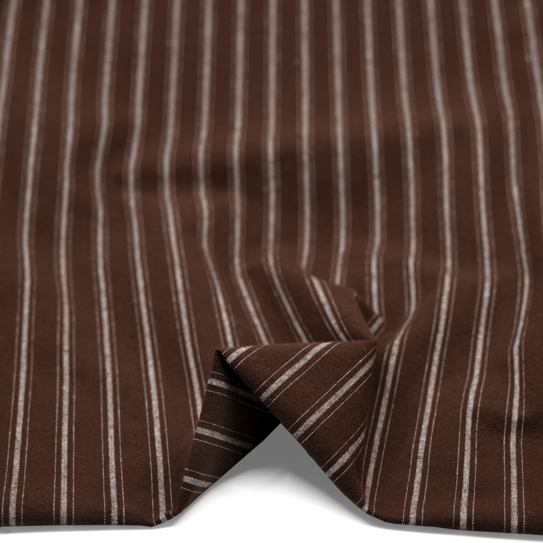 Division Stripe Washed Cotton - Coffee Bean | Blackbird Fabrics