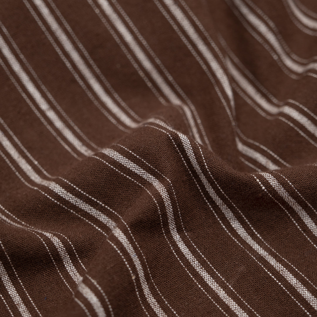 Division Stripe Washed Cotton - Coffee Bean | Blackbird Fabrics
