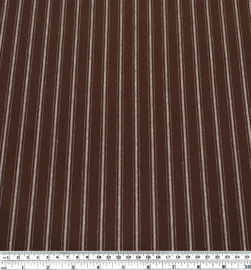 Division Stripe Washed Cotton - Coffee Bean | Blackbird Fabrics