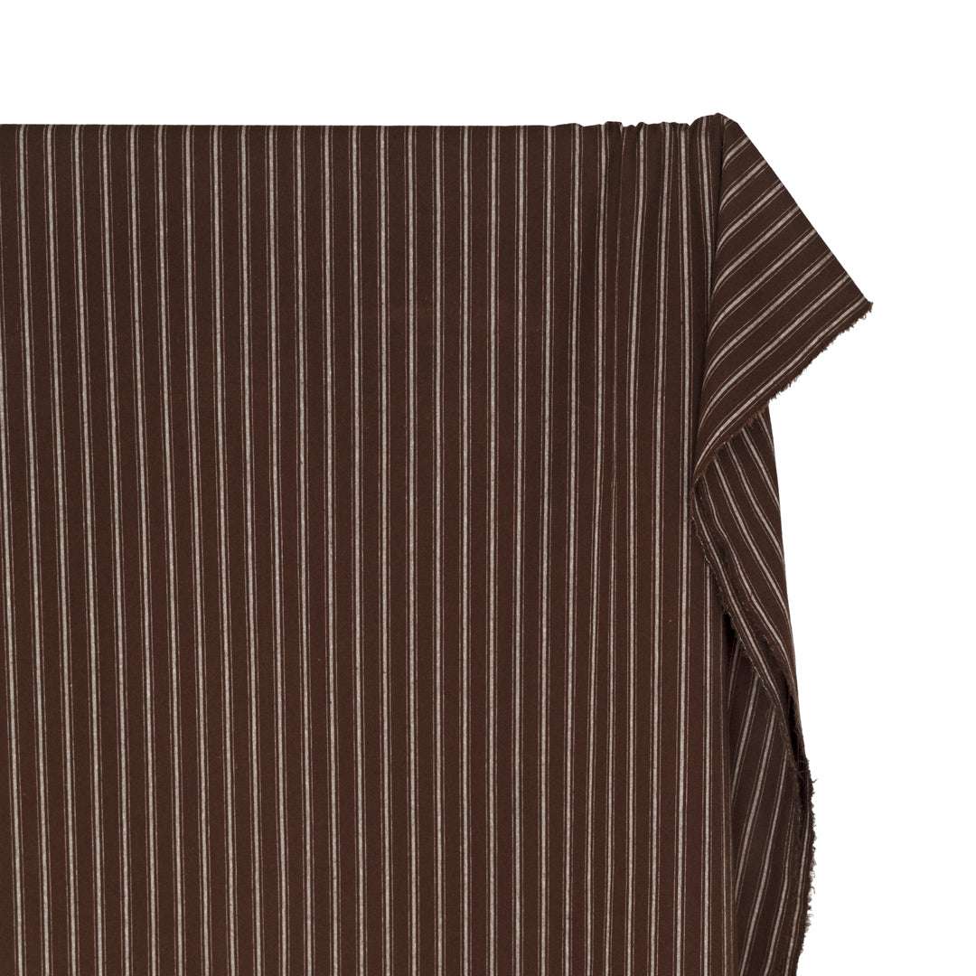 Division Stripe Washed Cotton - Coffee Bean | Blackbird Fabrics