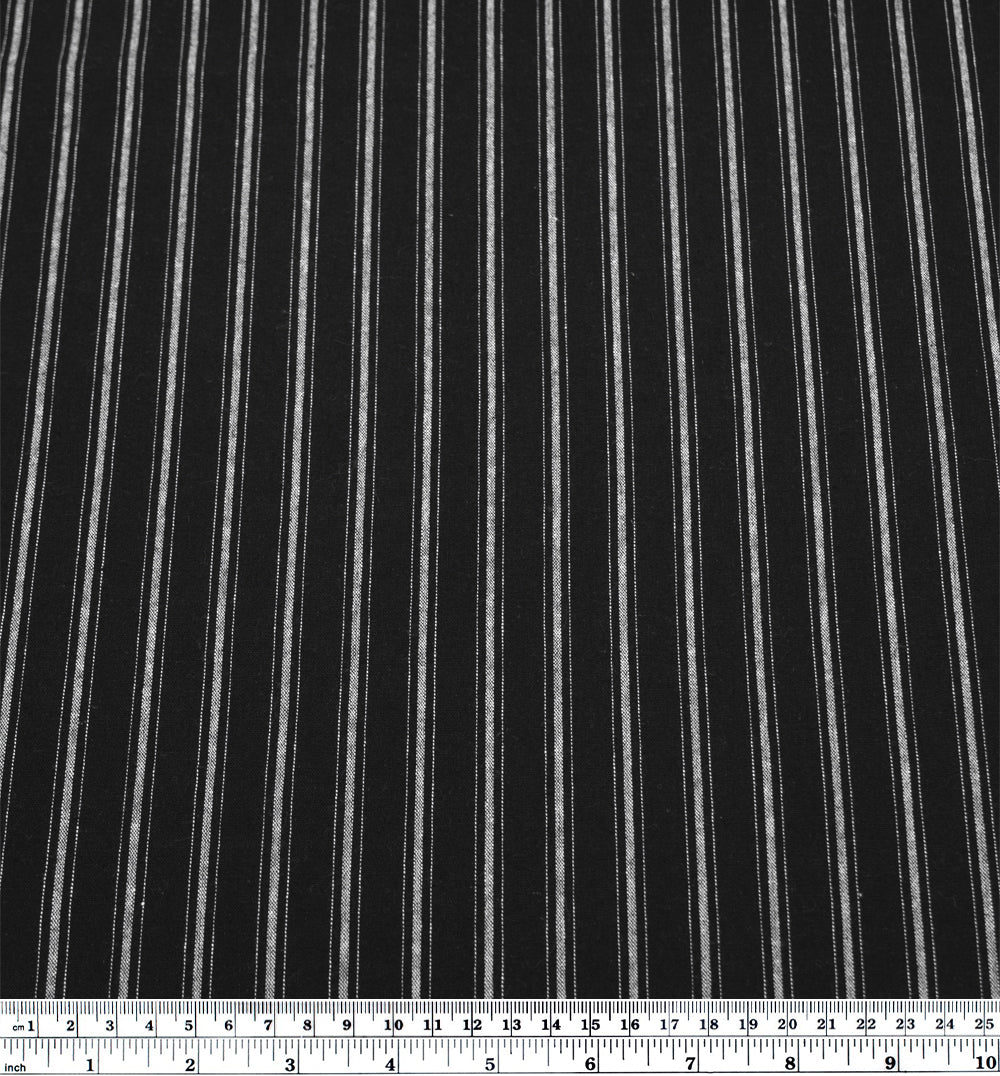 Division Stripe Washed Cotton - Black | Blackbird Fabrics