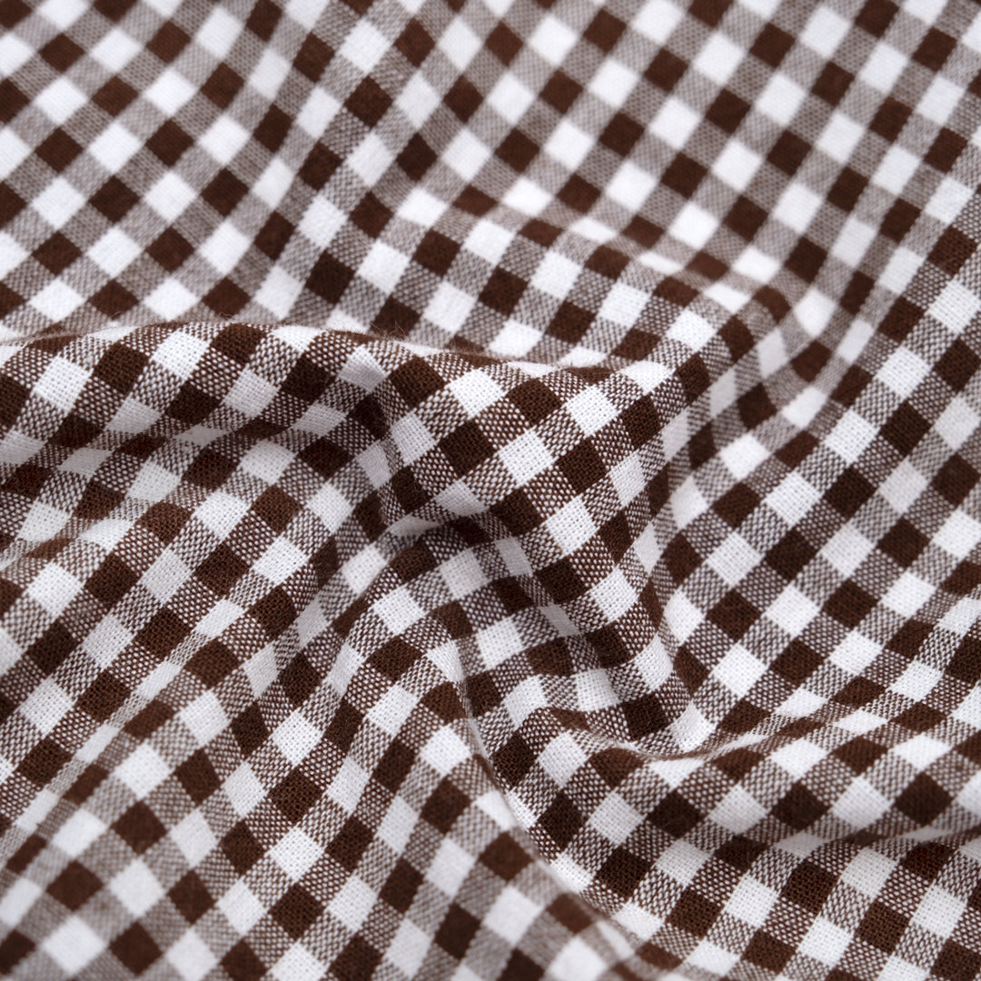Country Gingham Washed Cotton - Coffee Bean/White | Blackbird Fabrics