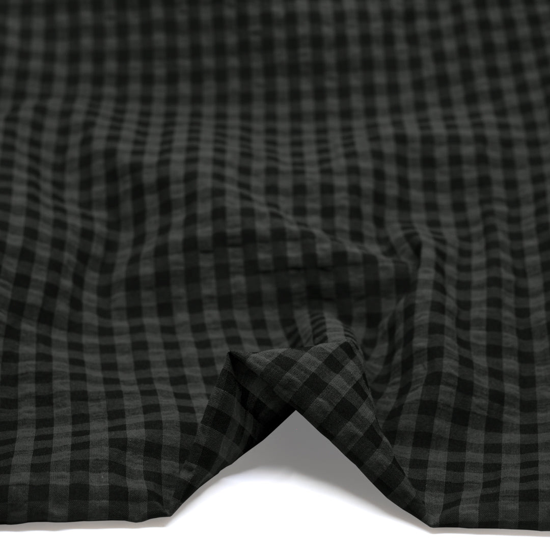 Carnival Gingham Seersucker - Charcoal/Black | Blackbird Fabrics
