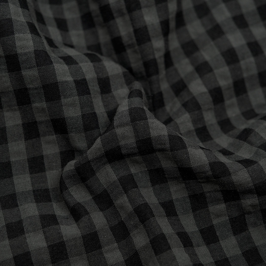Carnival Gingham Seersucker - Charcoal/Black | Blackbird Fabrics