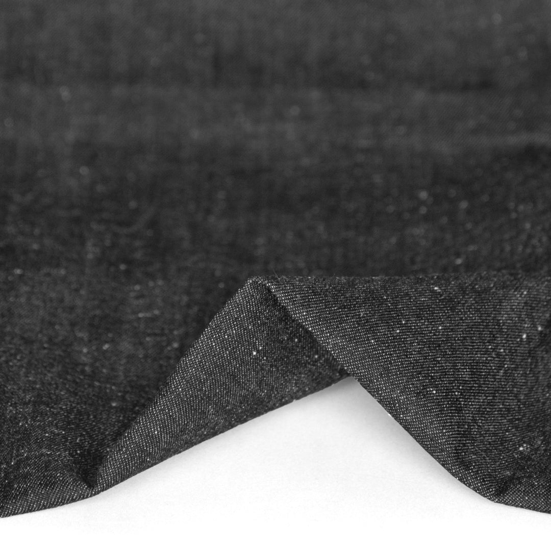 Remnant - 50cm - 10oz Japanese Non-Stretch Popcorn Denim - Speckled Black