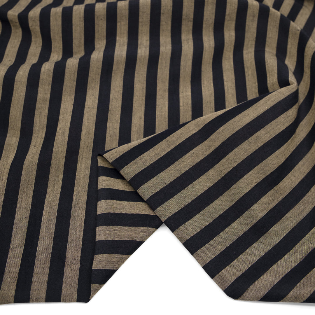 Deadstock Striped Cotton Blend - Black/Sand | Blackbird Fabrics