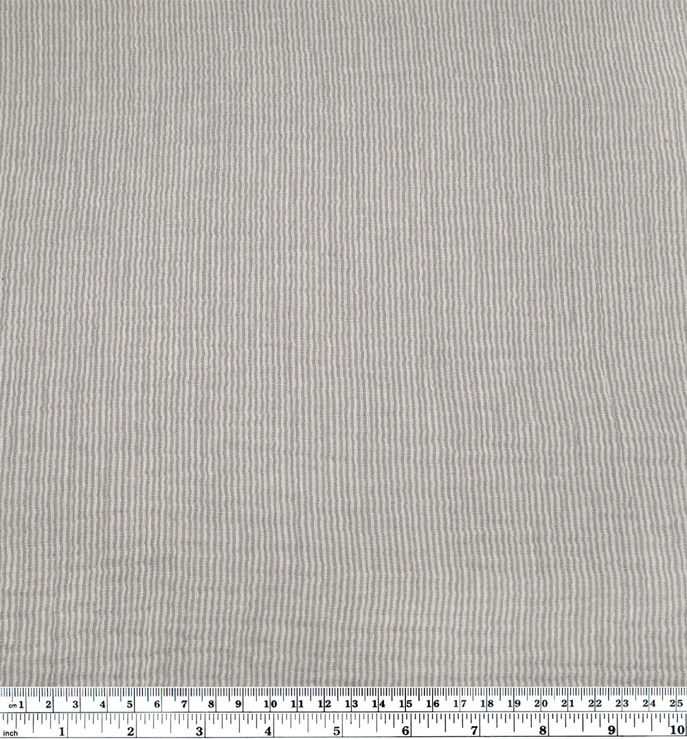Fine Striped Organic Cotton Double Gauze - Stone | Blackbird Fabrics