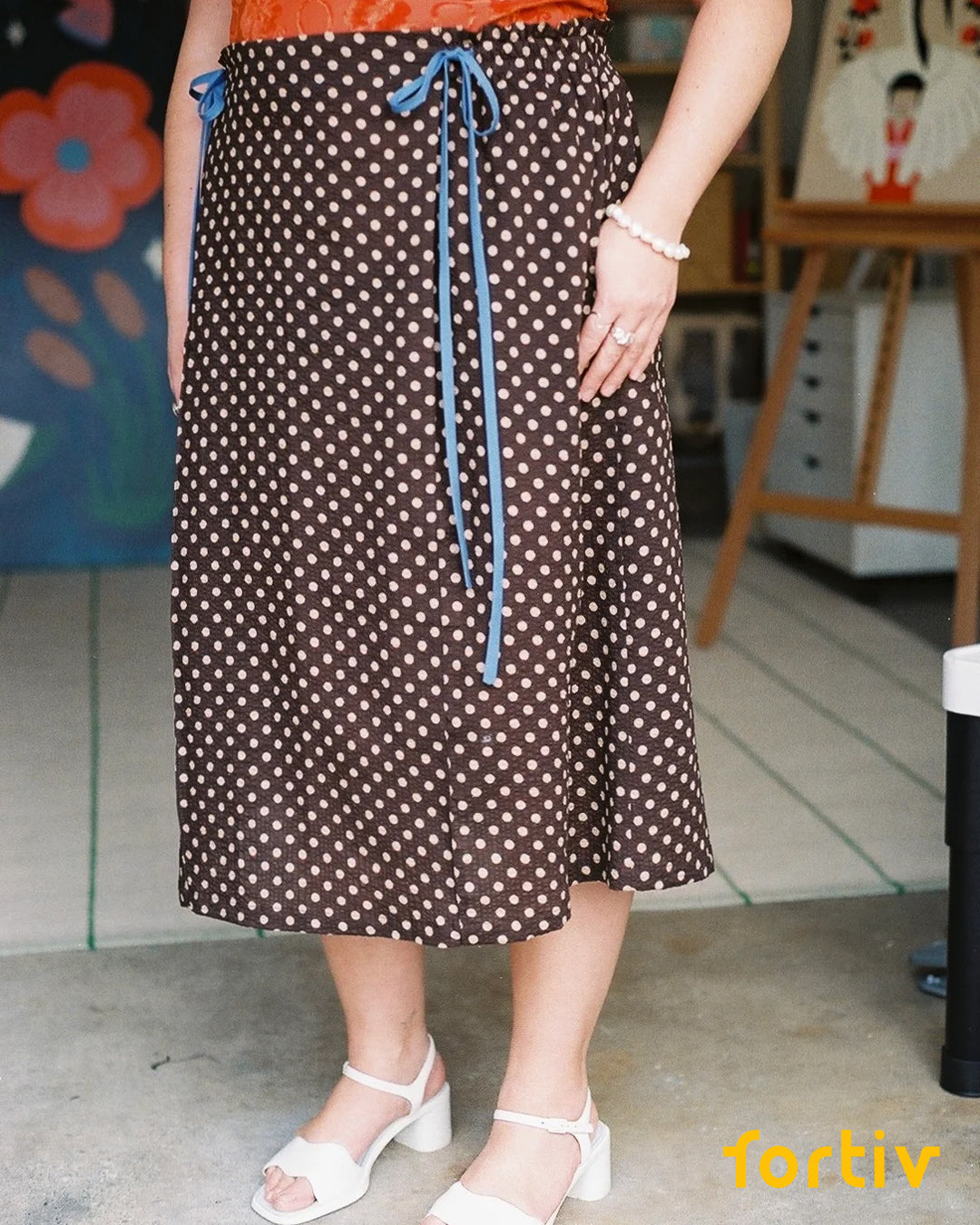 Mini Polka Dot Crinkle Cotton - Fudge/Cashew