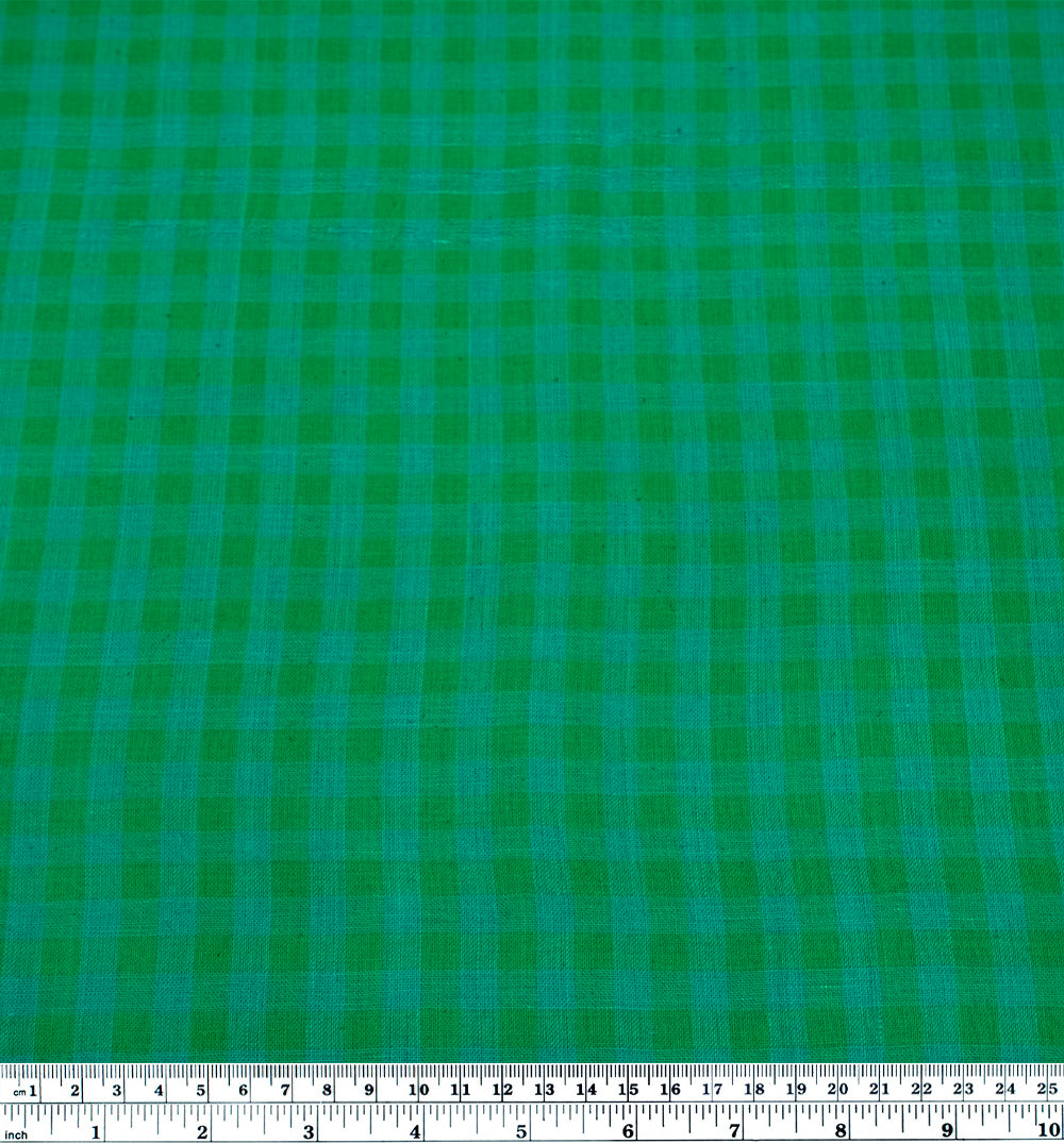 Gingham Handwoven Khadi Cotton - Clover/Jade | Blackbird Fabrics