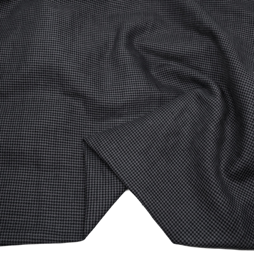 Houndstooth Linen Cotton Blend - Charcoal/Black | Blackbird Fabrics