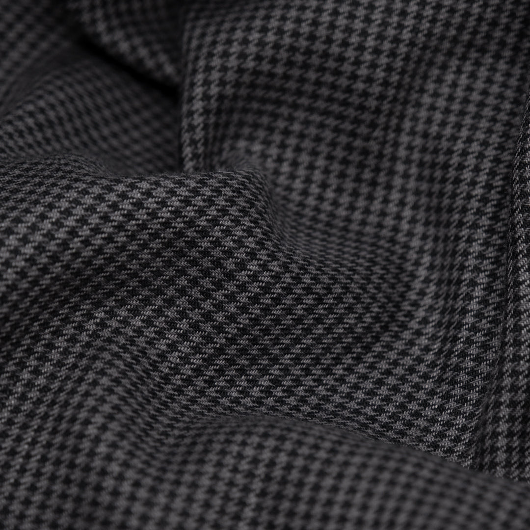Houndstooth Linen Cotton Blend - Charcoal/Black | Blackbird Fabrics