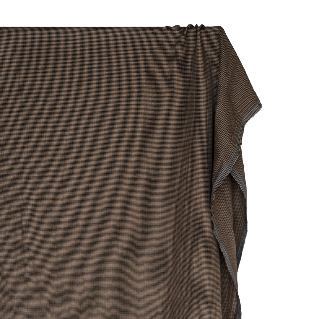 Houndstooth Linen Cotton Blend - Latte/Black | Blackbird Fabrics