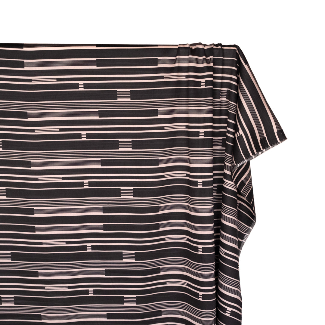 Deadstock Barcode Stripe Cotton Sateen - Black/Blush | Blackbird Fabrics