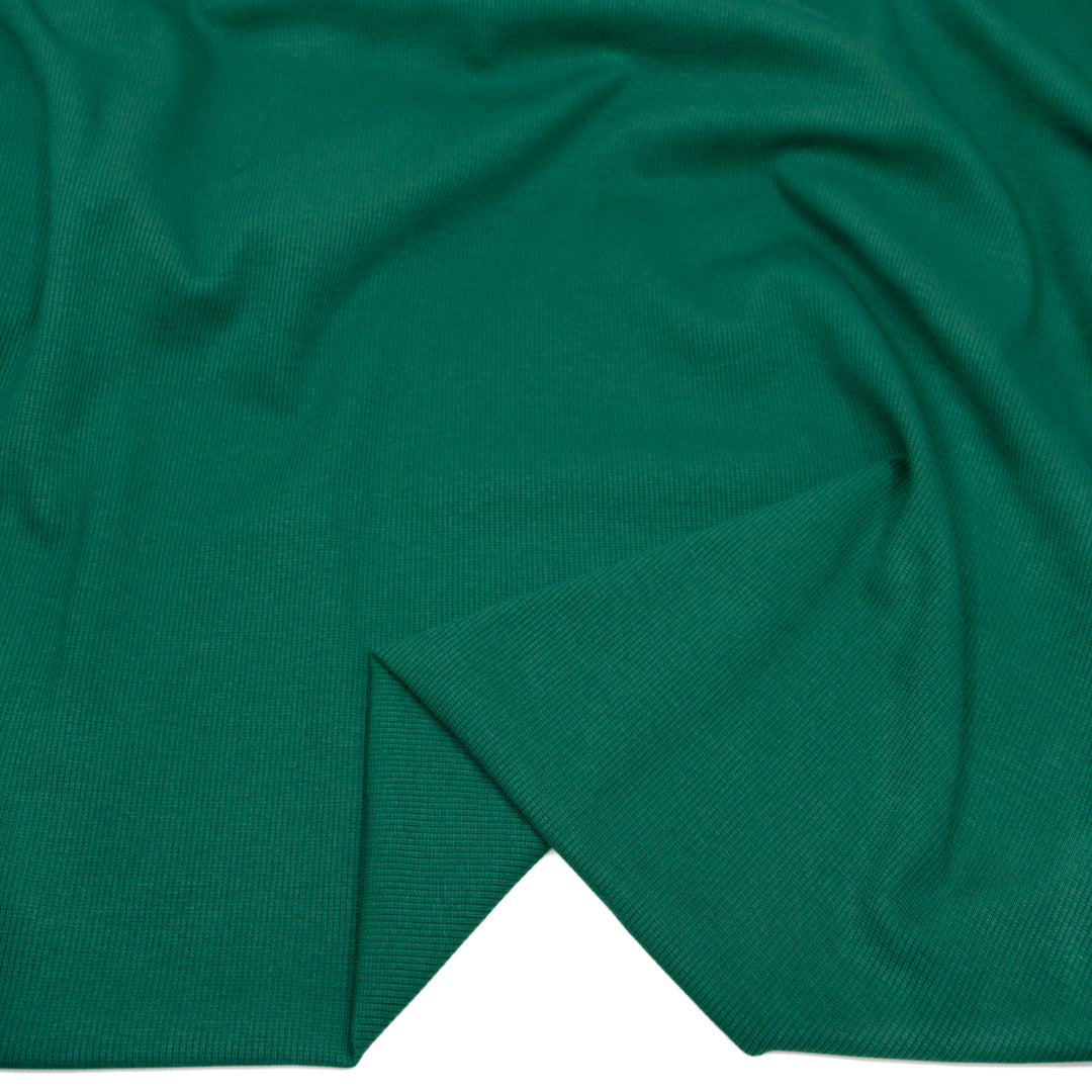 Laidback Organic Cotton Ribbing - Emerald | Blackbird Fabrics
